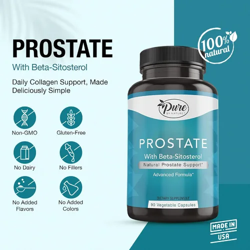 Vista 2 de Pure By Nature Suplemento de próstata para hombres, suplemento de salud de próstata beta sitosterol con zinc para apoyo del tracto urinario, alivia