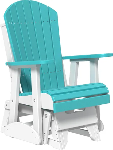 Vista 24 de LuxCraft Silla mecedora Adirondack de 2 pies, mecedora para patio al aire libre, balancín deslizante para exteriores (caoba antigua)