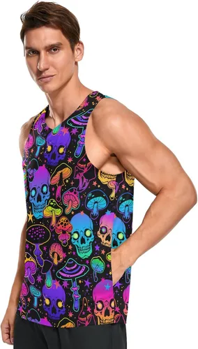 Vista 4 de JHKKU Camisetas deportivas sin mangas para hombre, de secado rápido, para gimnasio, atletismo, fitness, correr, entrenamiento, playa, sin mangas