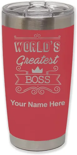 Vista 26 de LaserGram Vaso aislado al vacío de 20 onzas, con grabado personalizado incluido (negro)