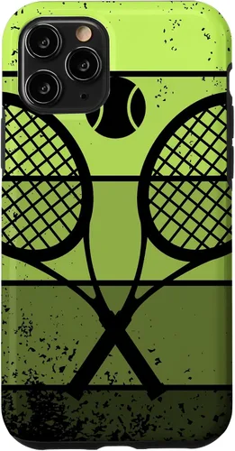 Vista 32 de Raqueta de jugador de tenis con cancha de pelota de tenis Vintage Retro Case para iPhone 17