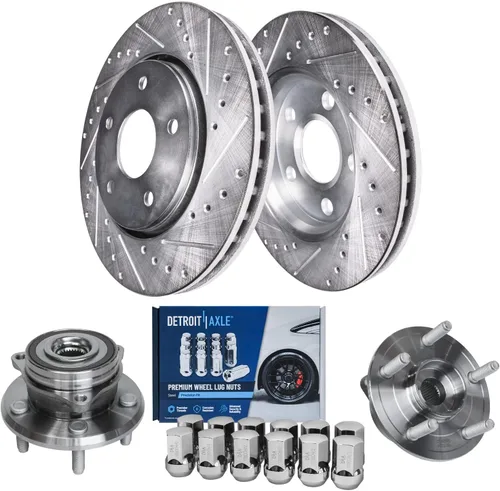 Vista 22 de Detroit Axle - Kit de frenos delanteros para Nissan Altima 2002-2006, Maxima 2002-2003, Infiniti I35 2002-2004, Rotores de freno de disco estriados