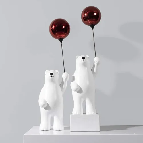 Vista 6 de Escultura china de feng shui, escultura de resina moderna, artesanías creativas, globos de oso polar, joyería creativa de escritorio, manualidades