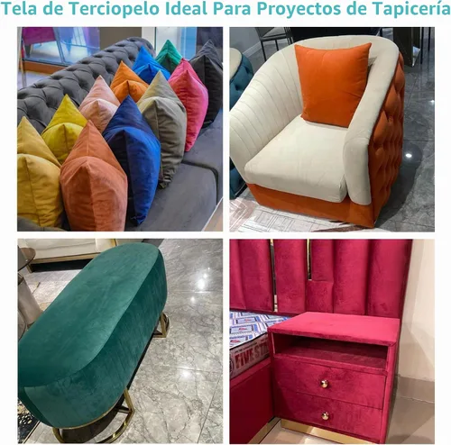 Vista 5 de Tela de tapicería de terciopelo, lujosa, suave para decoración del hogar, sofá, silla, proyectos de cojín (negro, 1 yarda)