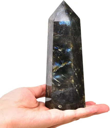 Vista 28 de Torre Obelisco de Piedra de Sangre de África Grande Varita de Punta de Cristal Curativo Natural de 6 Facetas Reiki Meditación Decoración del Hogar
