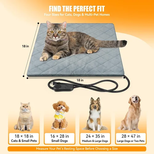 Vista 7 de Cama térmica para gatos para mascotas, gatos, perros, almohadilla Temperatura ajustable, 6 niveles de calor y 6 modos de temporizador, cable