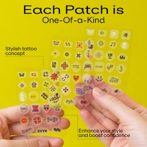 Vista 4 de Lindos parches de espinillas para la cara, parches hidrocoloides para el acné estilo tatuaje (parche de confianza) con diseños de estrellas