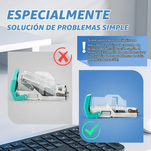 Vista 5 de Engrapadora eléctrica mejorada, capacidad de 65 hojas, velocidad de encuadernación y margen ajustable, engrapadora automática resistente que incluye
