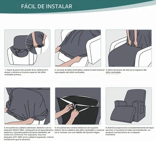 Vista 7 de Ruaozz - Fundas para sillas reclinables, funda elástica suave, color verde Verde militar