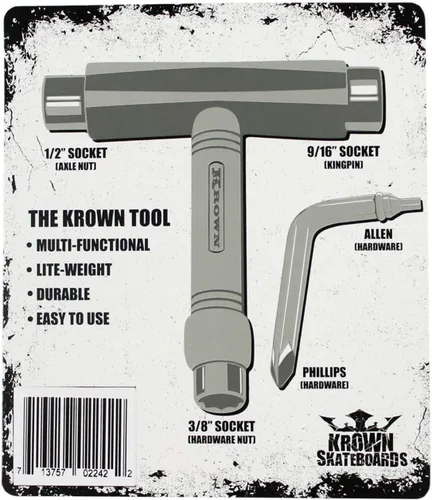 Vista 5 de Krown Skateboards T-Tool All-in-One Tool Skateboard Longboard Negro cabe en el bolsillo