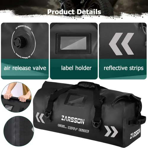 Vista 2 de Bolsa de lona impermeable, bolsa seca de viaje ligera con tamaños de 40 L66 L, gran espacio de almacenamiento, correas y asas duraderas