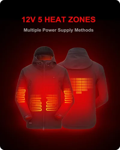 Vista 2 de DEWBU - Chaqueta térmica con batería de 12 V para invierno y exterior, con capa de calor eléctrica