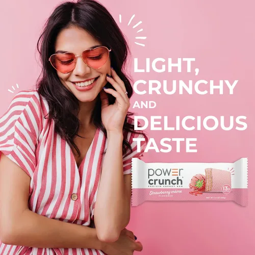 Vista 5 de Power Crunch Barras de oblea Protein Energy, crema de fresa, 1.4 onzas (12 unidades)