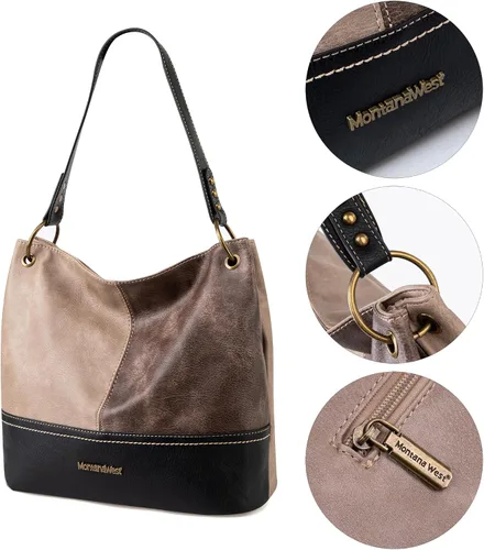 Vista 4 de Montana West Monederos para mujer, bolsos de hombro Hobo con cremallera