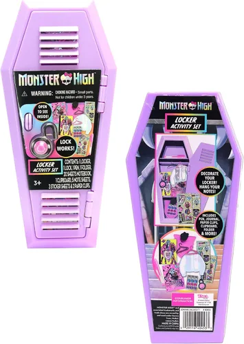 Vista 8 de Tara Toy Monster High: Design Activity Locker - Doodle & Decorate, estuche de almacenamiento en forma de ataúd de lavanda con bloqueo, mini