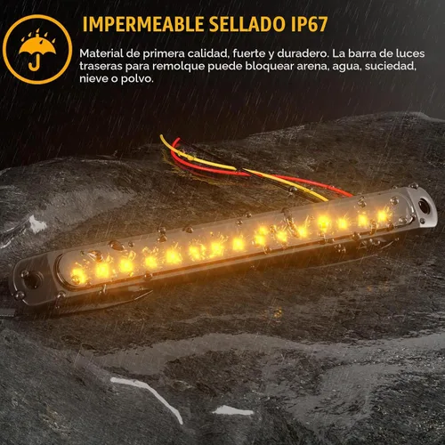 Vista 5 de PSEQT Luces LED de identificación de remolque de 10 pulgadas, barra de luces LED ámbar de señal de giro, luces de marcador trasero, tira