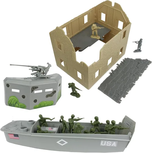 Vista 5 de BMC Toys - Soldados de plástico de la Segunda Guerra Mundial, invasión de Normandía, 114 piezas en caja