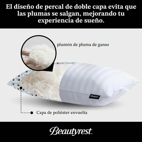 Vista 4 de Beautyrest Juego de 2 almohadas de plumas de ganso tamaño Queen