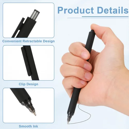 Vista 2 de WY WENYUAN Bolígrafos a granel, paquete de 30 bolígrafos negros de bola (punta media de 1.0 mm) - Bolígrafos de escritura suave sin manchas tipo