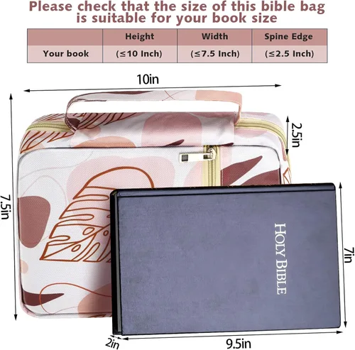 Vista 3 de Laumoi Funda para la Biblia para mujer, funda de Biblia floral de 10 pulgadas, bolsa protectora portátil para suministros de estudio bíblico, Varios