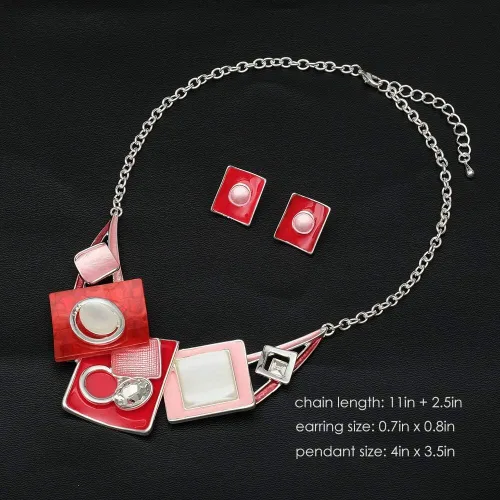 Vista 2 de CSY Conjunto de joyería de regalo para mujer con diseño de ópalos de cristal ovalados y bohemios