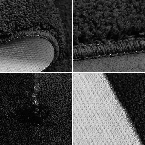 Vista 5 de Juego de 3 piezas de alfombras de baño, alfombrillas antideslizantes para pisos, alfombrilla ultra suave, absorbente y cómoda en forma de U