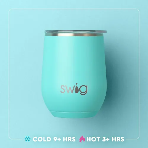 Vista 3 de Swig Life Vaso de vino de 12 onzas con tapa, acero inoxidable, apto para lavavajillas, portátil, triple aislamiento (todos los americanos)