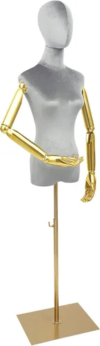 Vista 10 de Vestido de maniquí femenino con brazos de metal, altura ajustable de 59 a 78 pulgadas, soporte de cuerpo con cabeza desmontable, forma de vestido