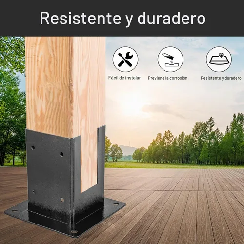 Vista 4 de Kit de soportes para pérgola 4 x 4, soportes de esquina de carpintería con recubrimiento de polvo de 3 vías, 2 hombros de soporte y 2 bases