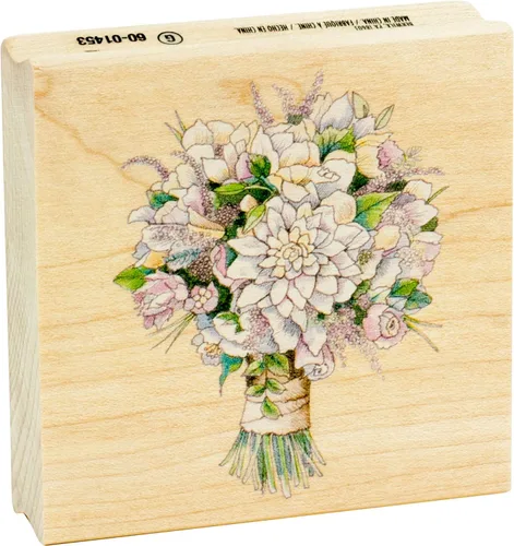 Vista 2 de Inkadinkado Sello de goma montado en ramo de novia para hacer tarjetas de boda y álbumes de recortes, 3 x 3 x 1 pulgadas