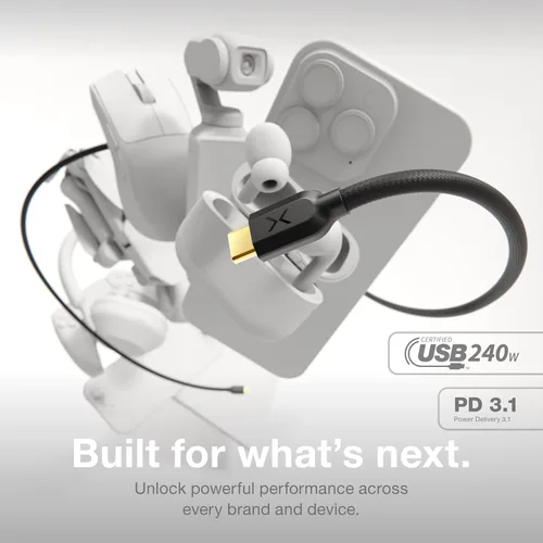 Vista 2 de NOCO XGrid XC1: Cable USB-C a USB-C de 240W – Cable de carga rápida tipo C, certificado USB-IF, chip inteligente E-Marker, datos de 480Mbps, nylon