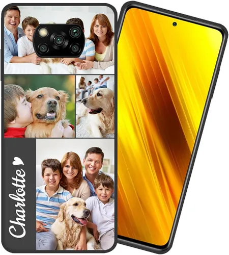 Vista 2 de Funda de teléfono personalizada para Xiaomi Poco X3 NFC/Poco X3/Poco X3 Pro, collages de múltiples imágenes, funda protectora a prueba de arañazos