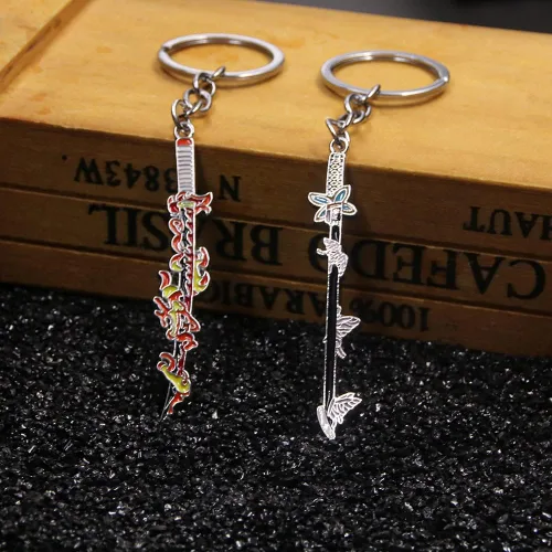 Vista 4 de SONGCHANGJEWELRY Kimetsu No Yaiba Demon Slayer Sword Keychain - Nichirin Sword Keychain - Gifts for Men Fans