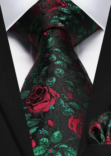 Vista 202 de Corbatas florales tejidas clásicas para hombre, corbata cuadrada de bolsillo, corbatas formales para hombres, boda con pañuelo