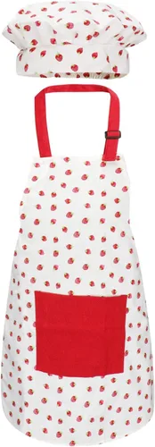 Vista 8 de Jennice House - Juego de delantal y gorro de chef para niños, lindos delantales para hornear de niños para cocinar delantales para bebés que hornean