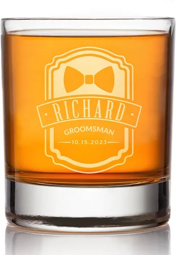 Vista 10 de D1 - Vaso de whisky personalizado para padrinos de boda, recuerdos de despedida de soltero personalizados y regalos para el mejor hombre