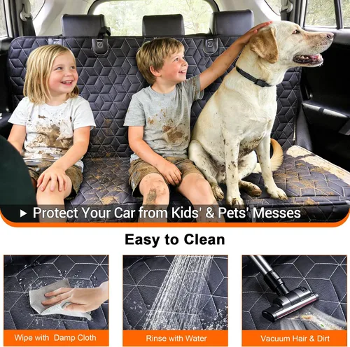 Vista 5 de Meginc - Funda de asiento de automóvil para perro, impermeable, antideslizante, protector de banco para perros, duradera 600D a prueba de arañazos