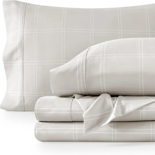 Vista 37 de Bare Home - Juego de sábanas estampadas, 1800 ultra suaves (individual, gris jaspeado) Deep Pockets 6 to 15 Inches, Breathable, Hypoallergenic