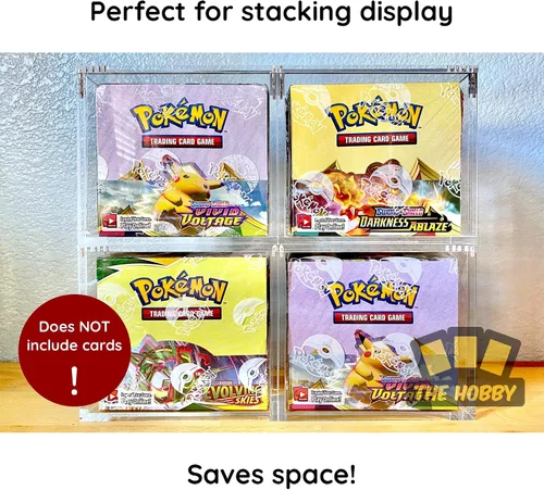 Vista 6 de Funda acrílica de lujo compatible con cajas de refuerzo de Pokémon ingleses, magnética, fácil carga superior, protección gruesa de 0.236 pulgadas