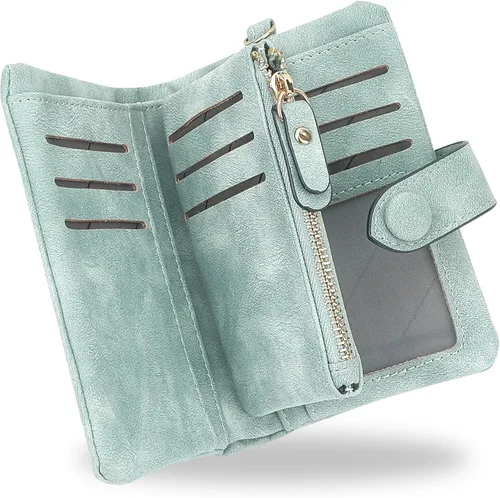 Vista 12 de CONISY Billeteras pequeñas de pulsera para mujer, billetera de cuero plegable RFID con ventana de identificación y cremallera Small, Bifold, RFID