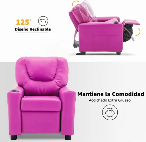Vista 5 de MCombo Silla reclinable para niños pequeños con pies antideslizantes 7240 Rosa