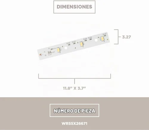 Vista 5 de GE WR55X26671 Placa de luz para refrigerador, pieza original del fabricante de equipos originales (OEM) genuina