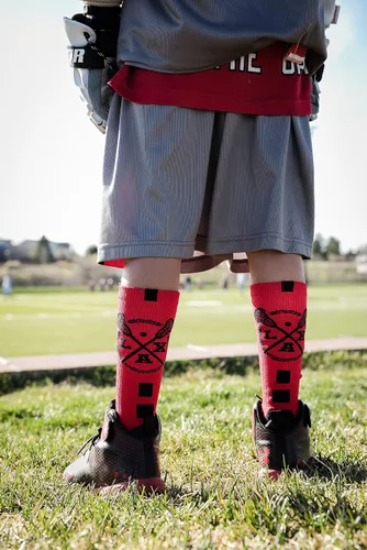 Vista 5 de MadSportsStuff LAX Lacrosse Socks with Lacrosse Sticks Athletic Crew Socks (multiple colors)