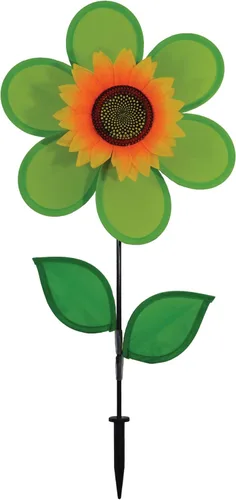 Vista 12 de Molinete con hojas de girasol púrpura "En la Briza" de 19 pulgadas. Incluye estaca para el suelo. Colorida flor para tu patio y jardín, 12", Rojo
