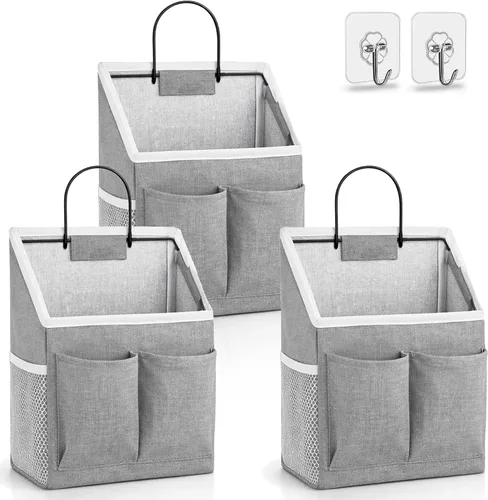 Vista 8 de Kanrichu 2 piezas de cestas pequeñas para colgar en la pared para organizar, bolsa de almacenamiento colgante en la pared como organizador sobre