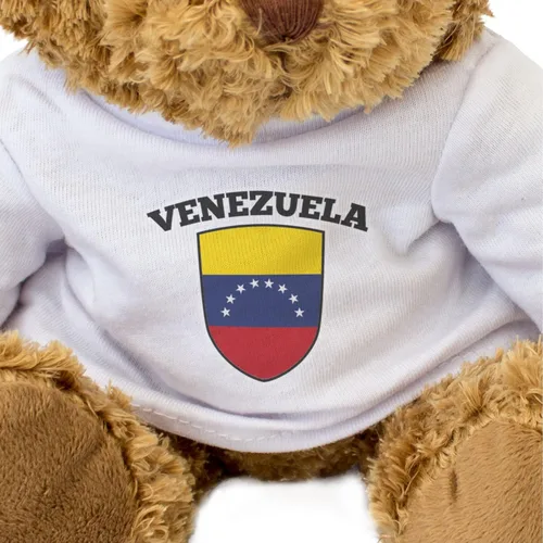 Vista 3 de Oso de peluche con la bandera de Venezuela, lindo y suave, regalo de cumpleaños de Navidad