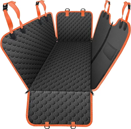 Vista 10 de Mancro Funda de asiento de automóvil para perro para asiento trasero, 2026 mejorada 600D, resistente, impermeable y resistente a los arañazos