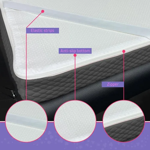 Vista 3 de Cubrecolchón de espuma para cama de pestañas – Almohadilla de espuma viscoelástica para mesa de masaje de 2.5 pulgadas de grosor con correas