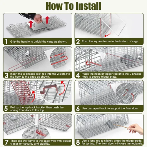 Vista 7 de Humane Live Animal Trap 27'' Collapsible Steel Rodent Cage