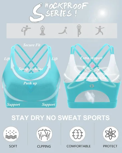Vista 141 de Brasieres deportivos para mujer, con relleno, tipo camiseta sin mangas, sexis, con espalda cruzada, de alto impacto, largos, ideales para practicar